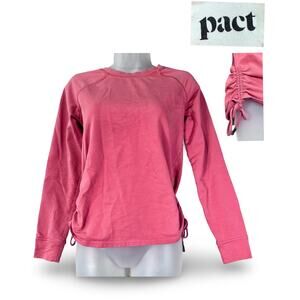 Pact Cinch Side Pullover Long Sleeve Top Women’s Small Coral Organic Cotton Soft